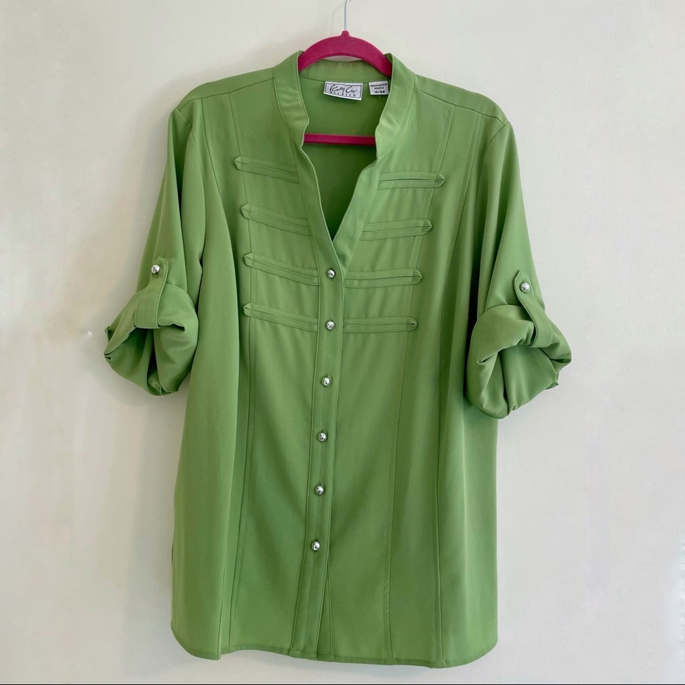 Kathy Che Green stretch blouse/jacket